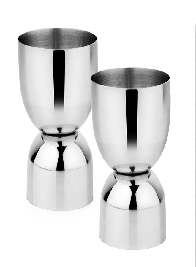 FlowAura Stainless Steel Set of 2 Damru Jigger/Peg Measure - Image 1